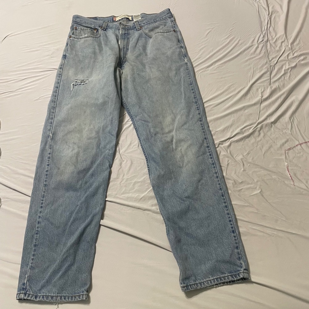 Y2K Levi's 550 Relaxed Fit Jeans 34x32 Baggy Light Wash‎ Distressed Skater Denim